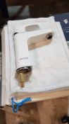 1 X Bathstore 2 Tone Gloss White & Polished Chrome Track Basin Mono Mixer Tap With Tails (RRP £295)