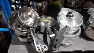 6 X Mixed Stainless Steel Saucepans