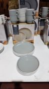 14 Piece Stoneware 2 Tone Dinner Set