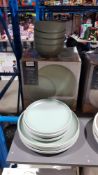 11 Piece Stoneware 2-Tone Dinner Set