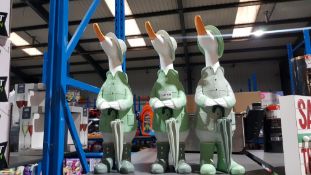 3 X Raincoat Duck With Umbrella Garden Statue (New)