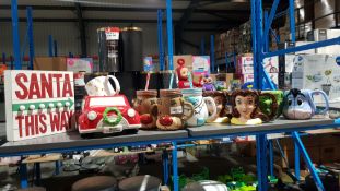 11 Items Ð To Include Santa Sign, Santa Car Ornament & 9 X Novelty Mugs