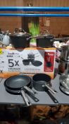 1 X Scoville Neverstick Toughened Aluminium 5 Piece Saucepan Set