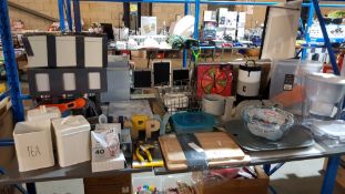 Contents Of Shelf Ð Mixed Household Lot To Include 3 Piece Cannister Sets, Pyrex Dish, Water ...