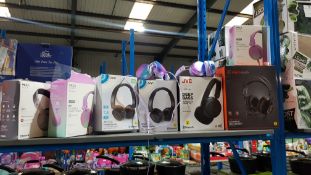 9 X Mixed Headphones To Include Blackweb Gaming virtual 7.1 Headset, JVC Deep Bass Wireless San...