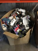 50x50x50cm box mainly full of mixed LED light bulbs (some SMART bulbs) and other items as seen