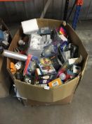 50x50x50cm box mainly full of mixed LED light bulbs (some SMART bulbs) and other items as seen