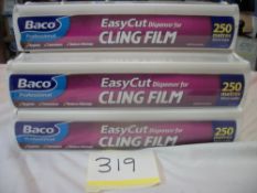 5 x Baco Cling Film 250 metres Dispenser ends are Damaged
