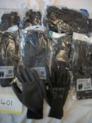 10 x PU Coated Black Gloves