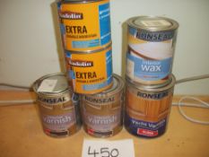 6 x 1ltr 750ml & 50ml Various Varnish Wax & Woodstain