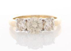 18ct Yellow Gold Three Stone Claw Set Diamond Ring 2.43 Carats