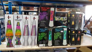Approx. 27 Items - 8 X Mixed Style Lava Lamps, 7 X Molten Lamp & 12 X Twister/ Volcano Light