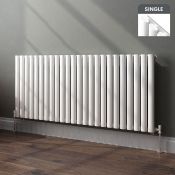 (SA115) 635x1440mm Gloss White Single Panel Oval Tube Horizontal Radiator. RRP £431.99.Made f...