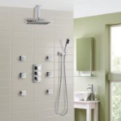 New (O196) Olive 3 Way Square Concealed Thermostatic Mixer Valve.
