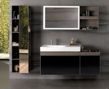 New & Boxed Twyfords Keramag Citterio 1200mm Dark Grey/Brown Vanity Unit With Shelves. Rrp £1...