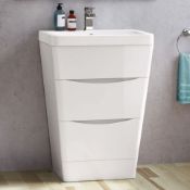 New & Boxed 600mm Austin Ii Gloss White Built In Basin Drawer Unit - Floor Standing. Rrp £799...