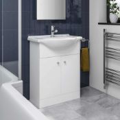 New &Boxed 650Mm Quartz Basin Sink Vanity Unit Floor Standing White.Rrp £399.99.Comes Complete...