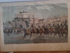 After Francois Flameng, Lithograph ' La Revue' with Napoleon Bonaparte