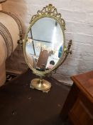 Vintage Brass Swivel Dressing Table Mirror