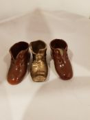 Vintage Brass Match Striker and Ceramic Shoes