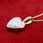 9ct (375) Yellow Gold & Diamond Heart Pendant on a 16