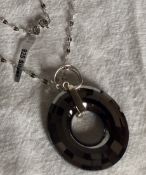 Swarovski black shadow large pendant on long 925 silver chain