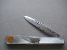 George V Mother of Pearl Hafted Silver Bladed Folding Fruit Knife
