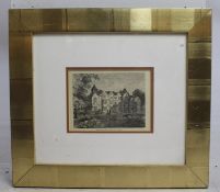 Holland House Etching Print Set in Wide Gilt Frame