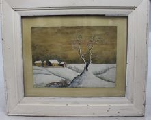 Antique English School Winter Landscape Signed