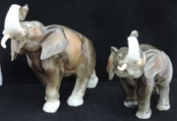 2 Royal Dux Trumpeting Elephant Figures