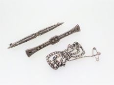 3 x Vintage Art Deco Silver Brooch Pins