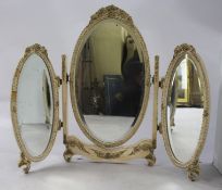 Vintage Cream Triple Dressing Table Mirror