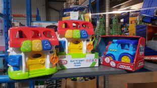 4 Items : 3 X Little Tikes Sort N Learn Activity House & 1 X Kid Connection Lights And Sound Vehicl