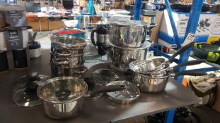 9 X Mixed Pans To Include 3 Tier Steamer