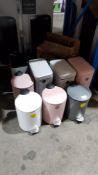 9 X Mixed Style Small Pedal Bins (1 x No Lid)