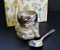 Silver Plate Egg Cup and Spoon Set Boxed