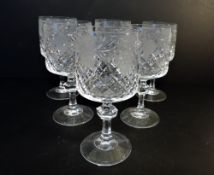 Set 6 Val St. Lambert Crystal Wine Glasses