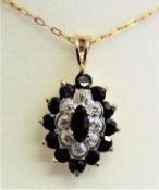 9ct Gold Sapphire & Diamond Pendant Necklace