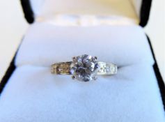 Sterling Silver 1.44 carat Cubic Zirconia Solitaire Ring