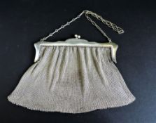 Antique Edwardian Silver Plate Mesh Evening Bag
