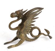 C19th brass griffin or wyvern