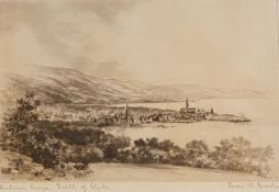 Ivan M Garden signed etching Historic Largs Firth of Clyde