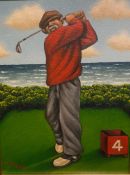 Graham McKean signed oil painting Golf subject 