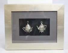 Decorative Silver Teapots Silvered Frame