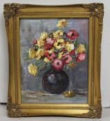 Stil Life of Vase of Flowers by M.Boyce Oil on Board