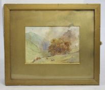Victorian Cattle Grazing Landscape Watercolour S.Austin