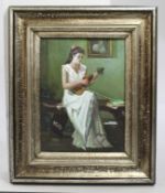 Girl with Violin Painting Oil on Board
