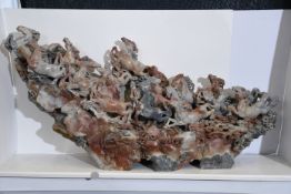 Incredible Chinese Stone Hand Carved Galloping Horses Art Sculpture