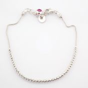 21 cm (8.3 in) Italian Beat Dorica Bracelet. In 14K White Gold