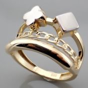 14K Yellow and White Gold Ring - Italian Design.
